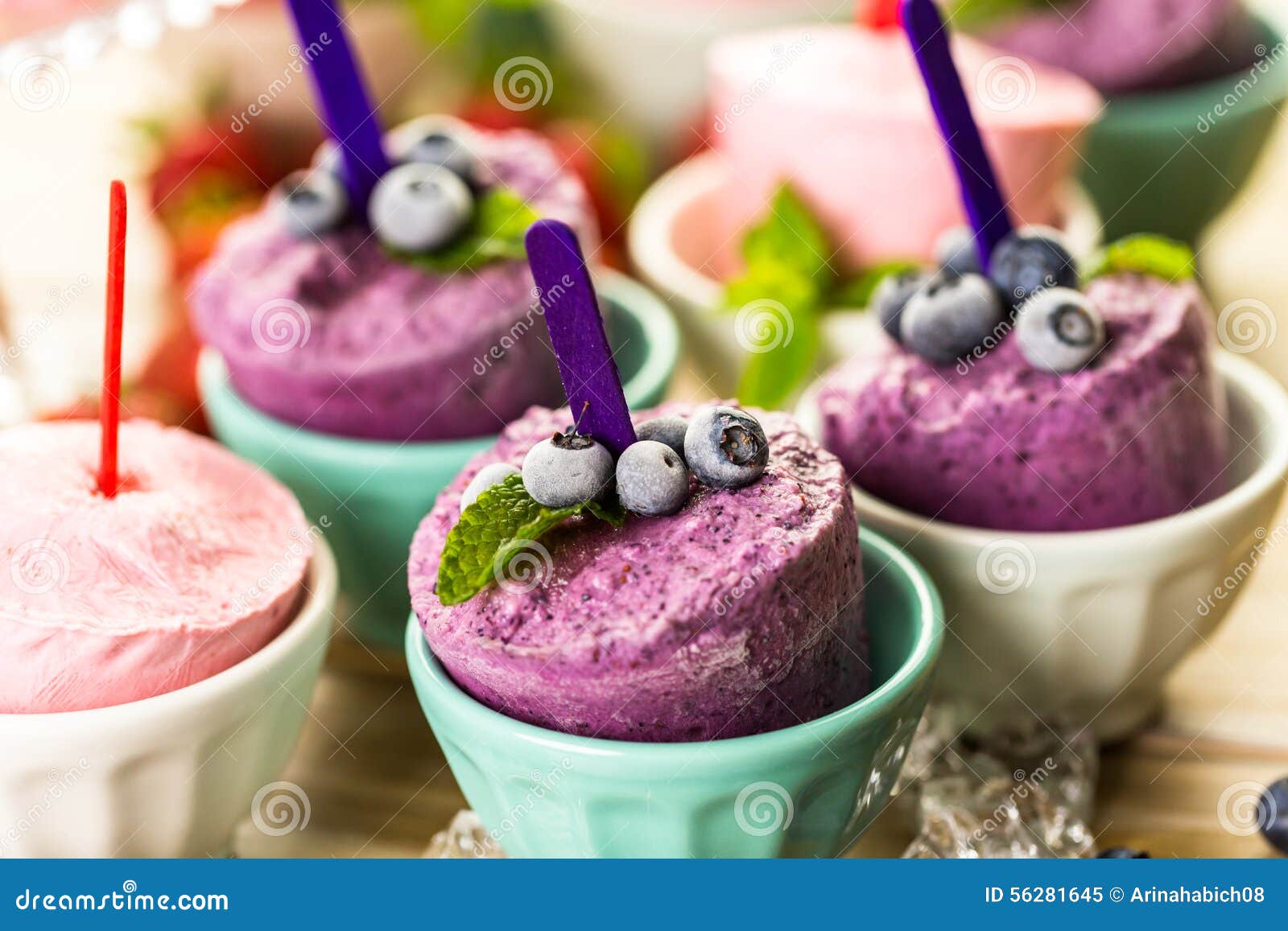 Blueberry and Strawberry Popsicles Stock Image Image of blueberries, berry 56281645
