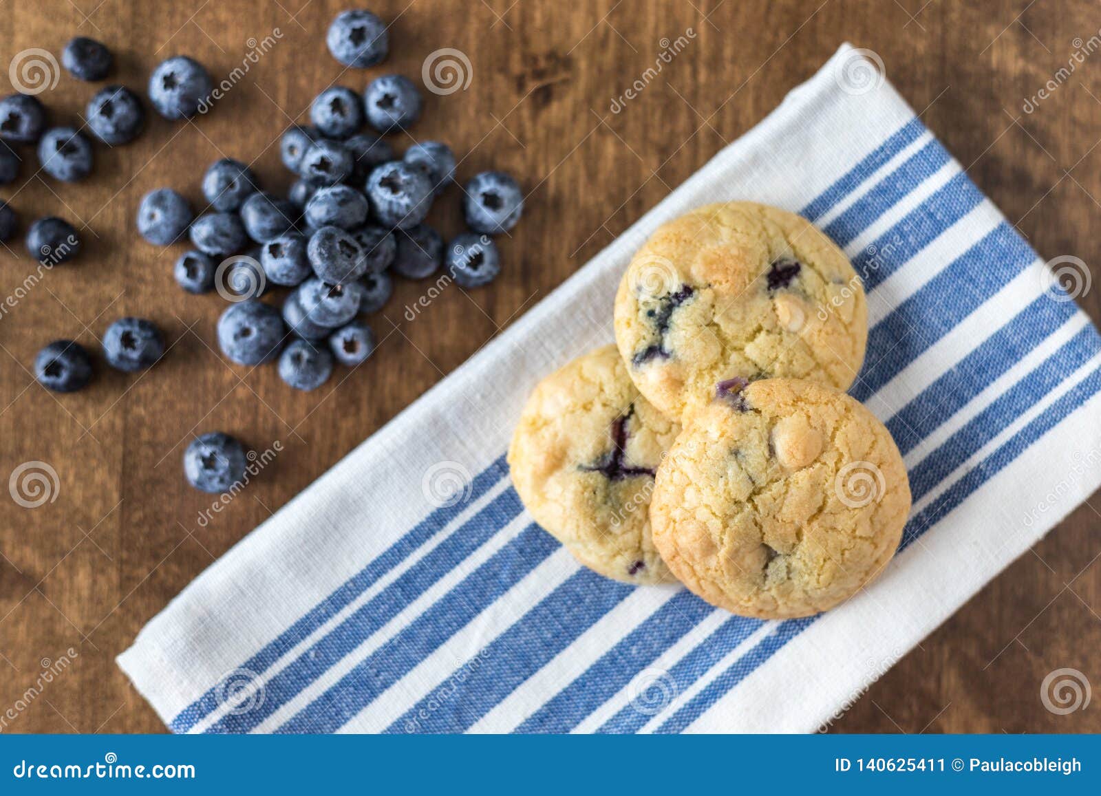 Blueberry and White Chocolate Chip Cookies with Fresh Blueberries Stock ...