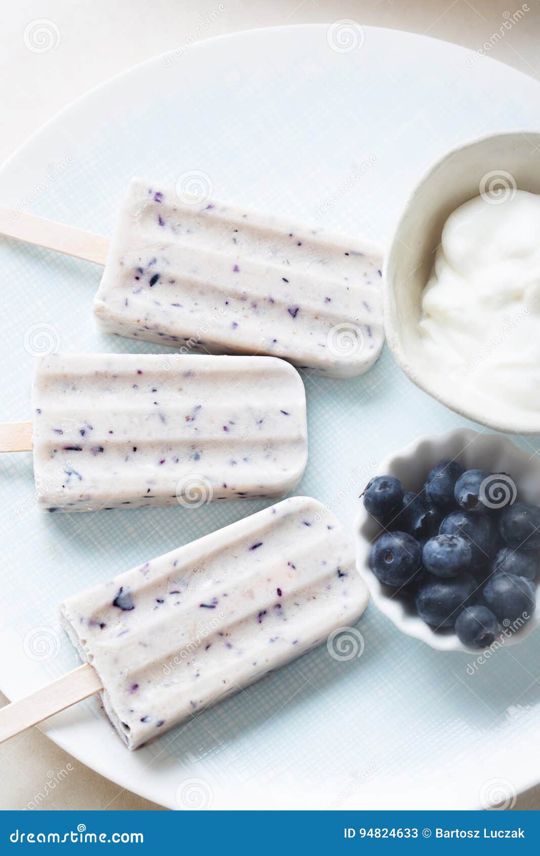 Blueberry Yoghurt Ice Cream Popsicle Stock Image Image of honey