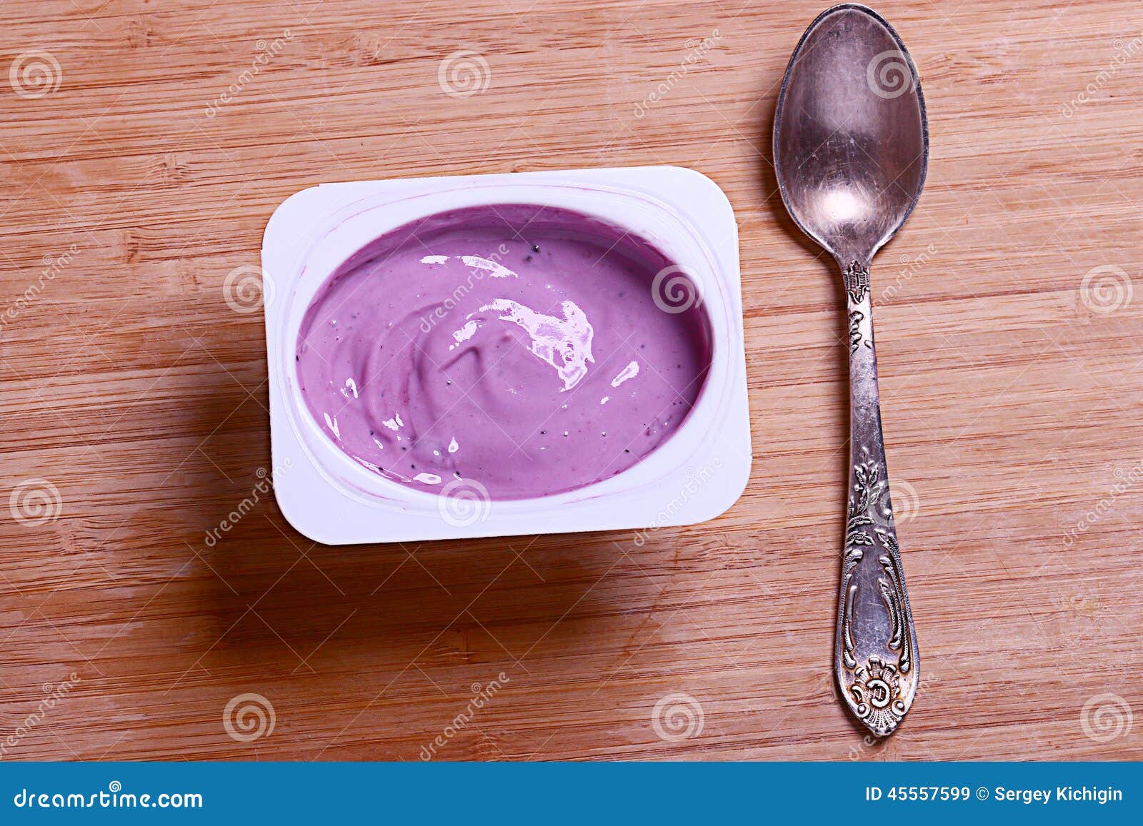 Blueberry Yogurt in a Plastic Jar Stock Image Image of homemade