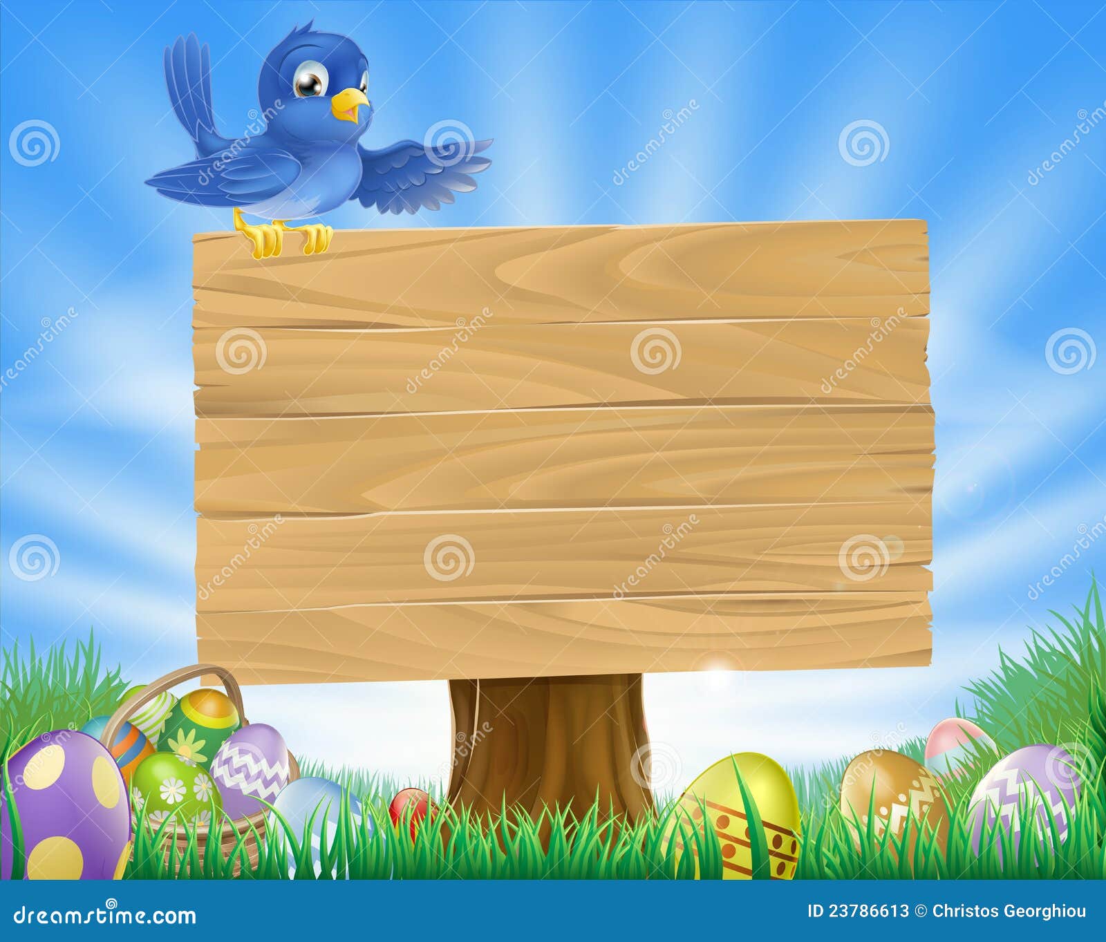 Bluebird Easter Cartoon Background Stock Vector Image 23786613