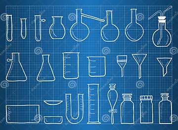 Blueprint of Chemical Laboratory Equipment Stock Vector - Illustration ...