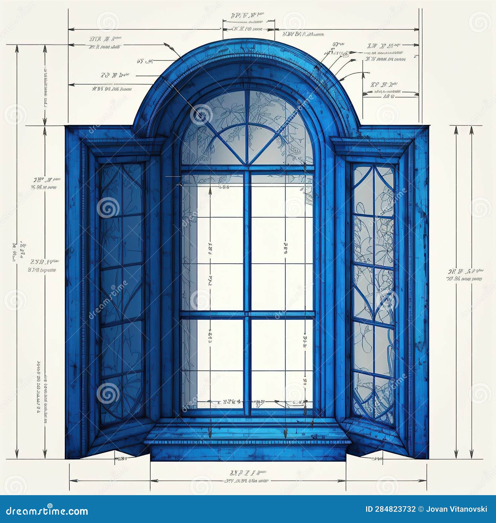 Blueprint Detail of the Window with Dimensions Stock Illustration Blueprint Detail of the Window with Dimensions Stock Illustration
