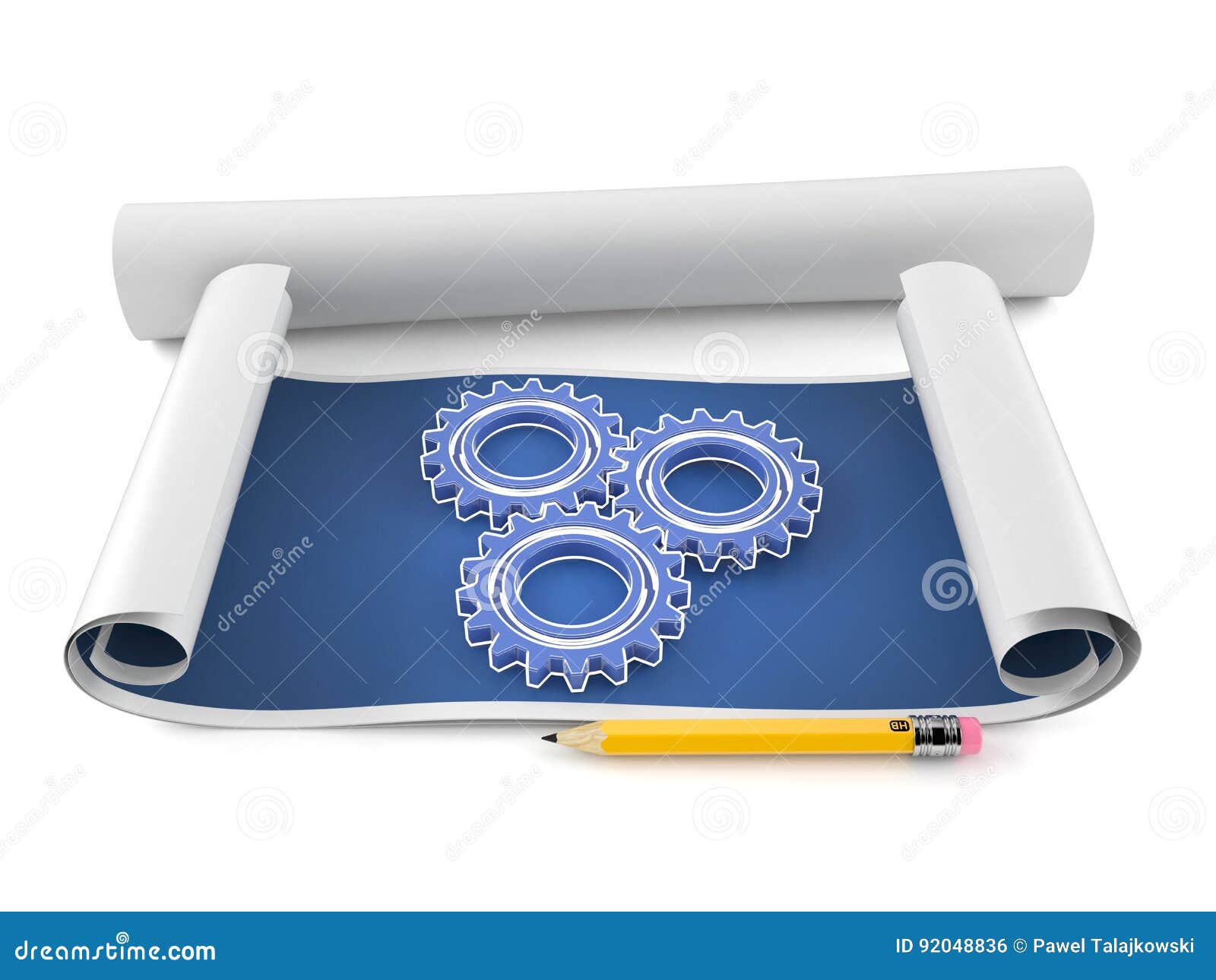Blueprint with gears stock illustration. Illustration of inspiration