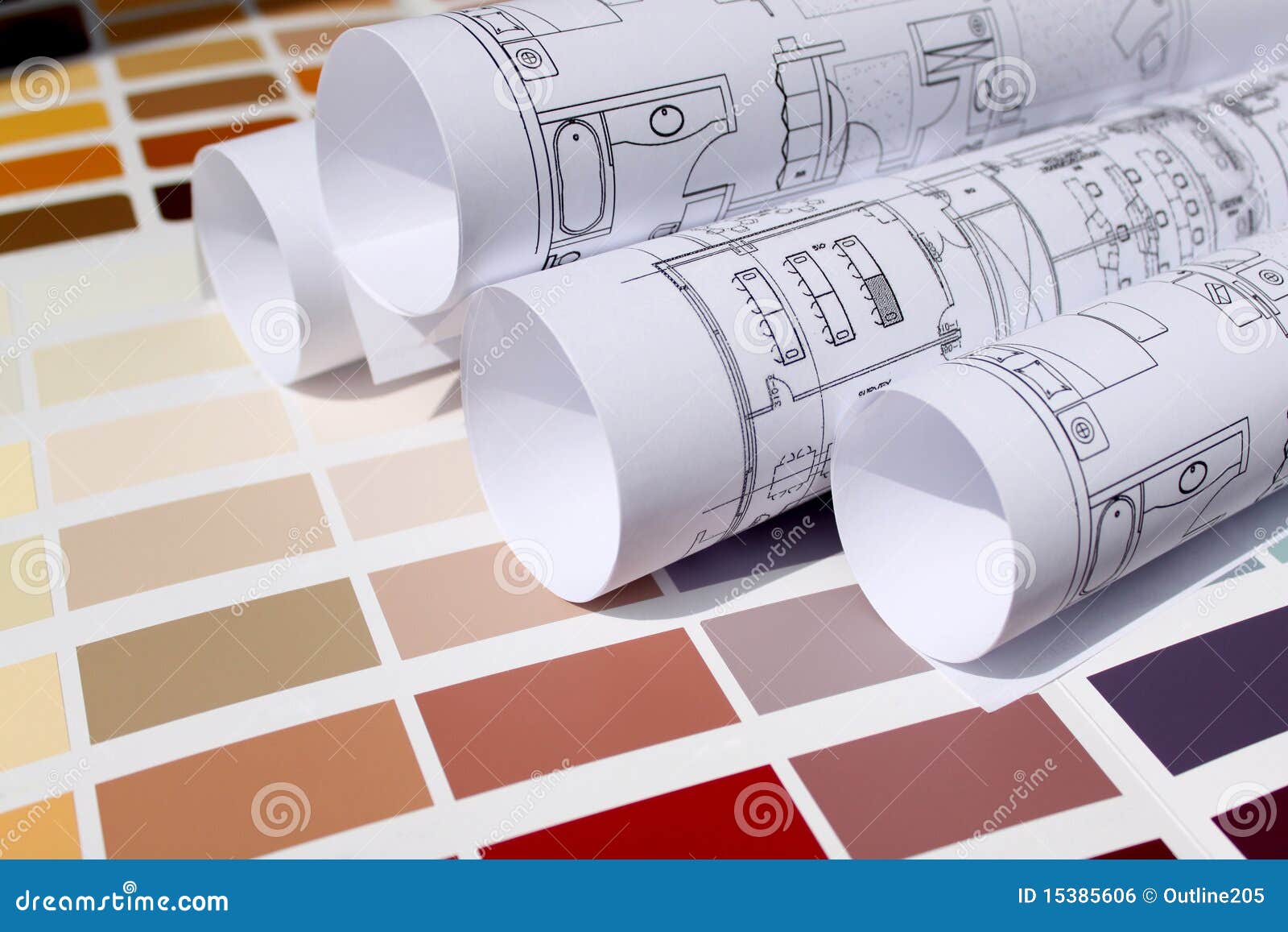 blueprint of home and paint color palette