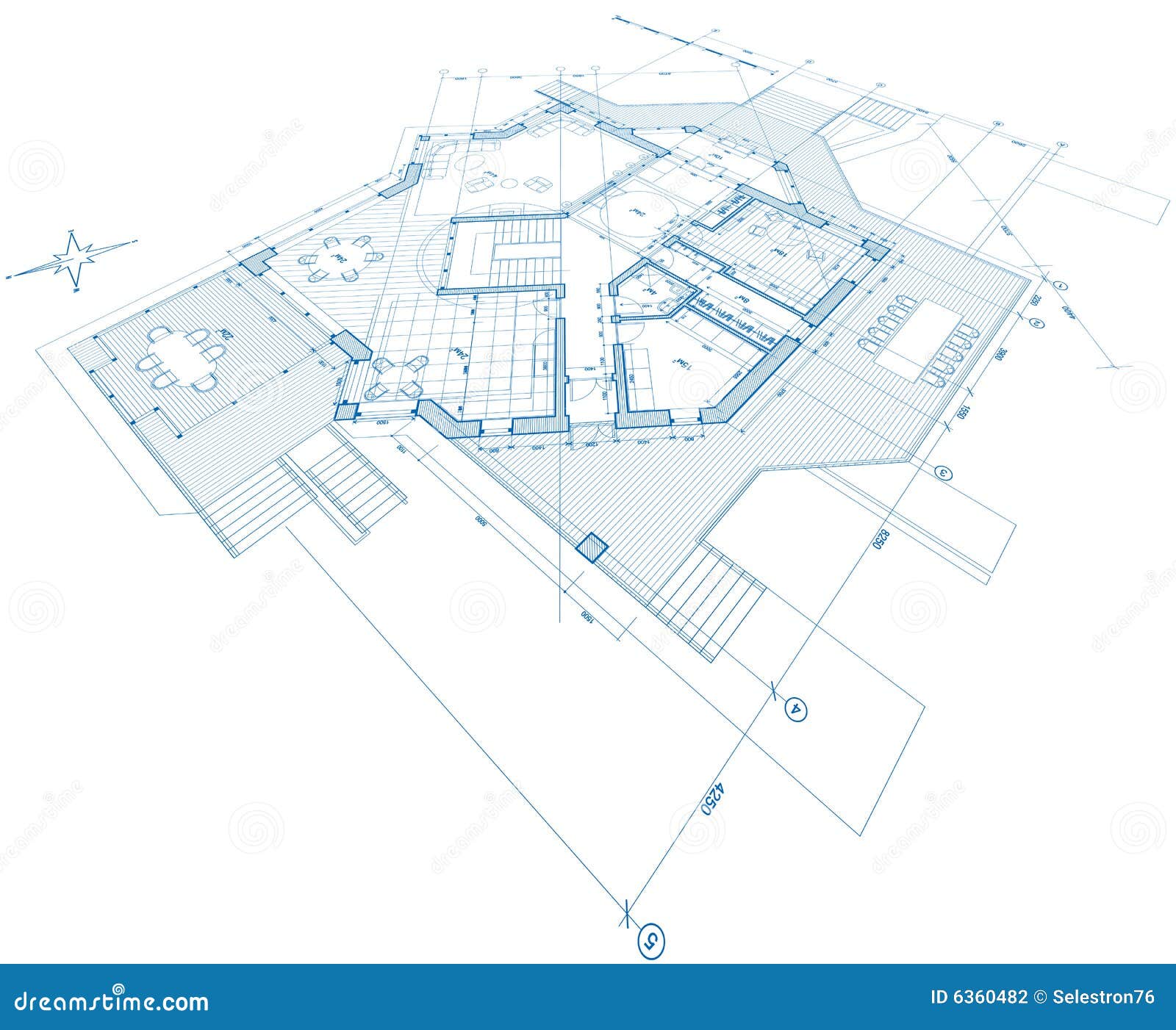Blueprint house plan stock vector. Illustration of structure 6360482