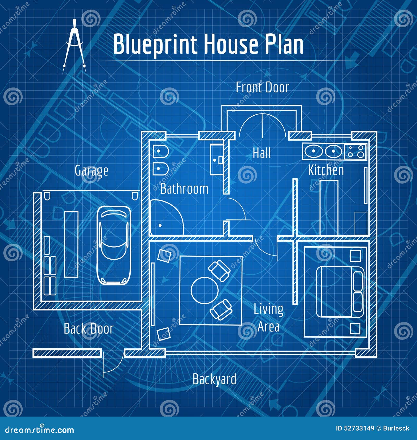 Blueprint house plan stock vector Illustration of home 