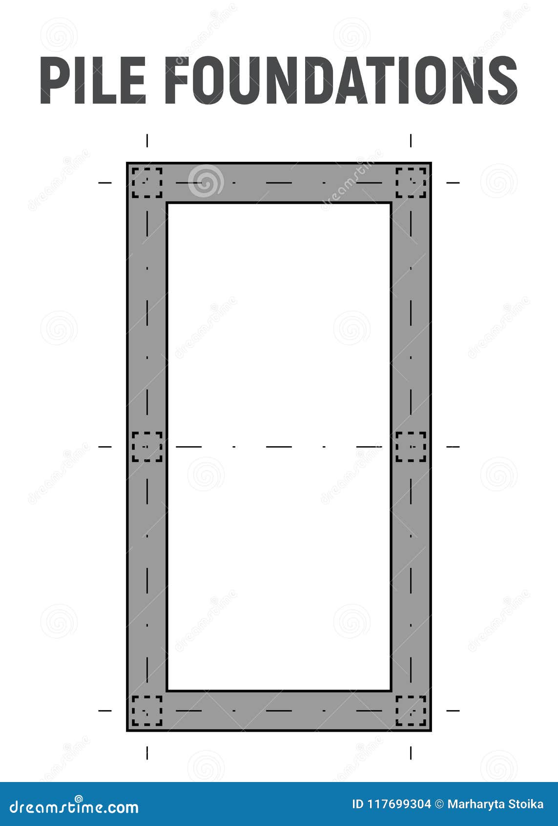 Blueprint Image Pile Foundation. Stock Vector - Illustration of color,  basement: 117699304