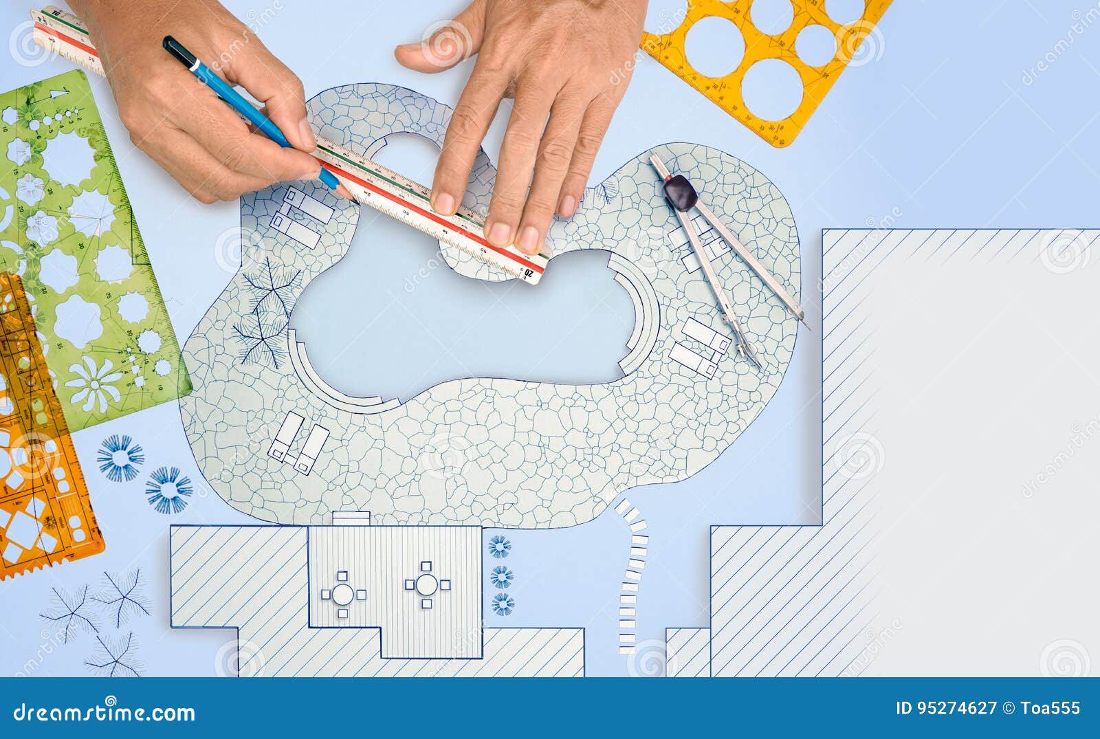 Blueprint Landscape Architect Design Backyard Plan Stock Image Image