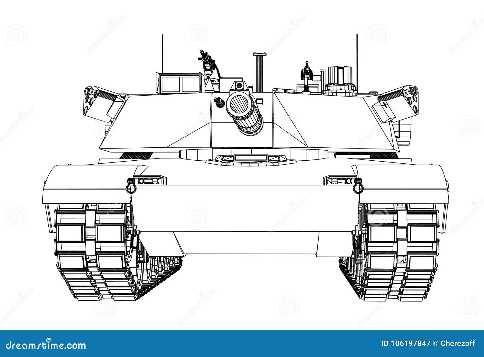 Blueprint of Realistic Tank Stock Vector Illustration of artillery