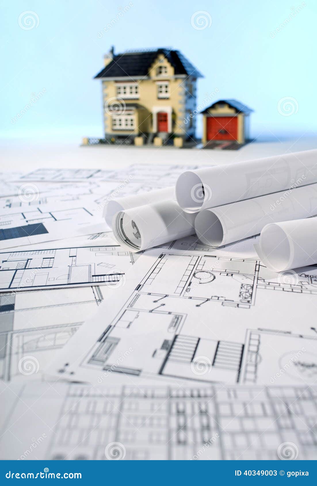 Blueprints and house stock image. Image of plan, drawing - 40349003
