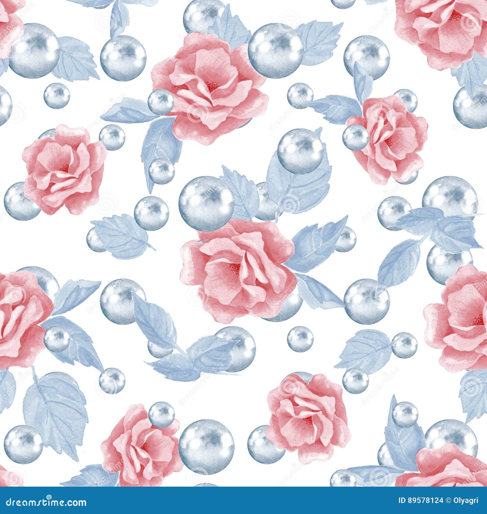 Blumen und Perlen 1 stock abbildung. Illustration von hand - 89578124