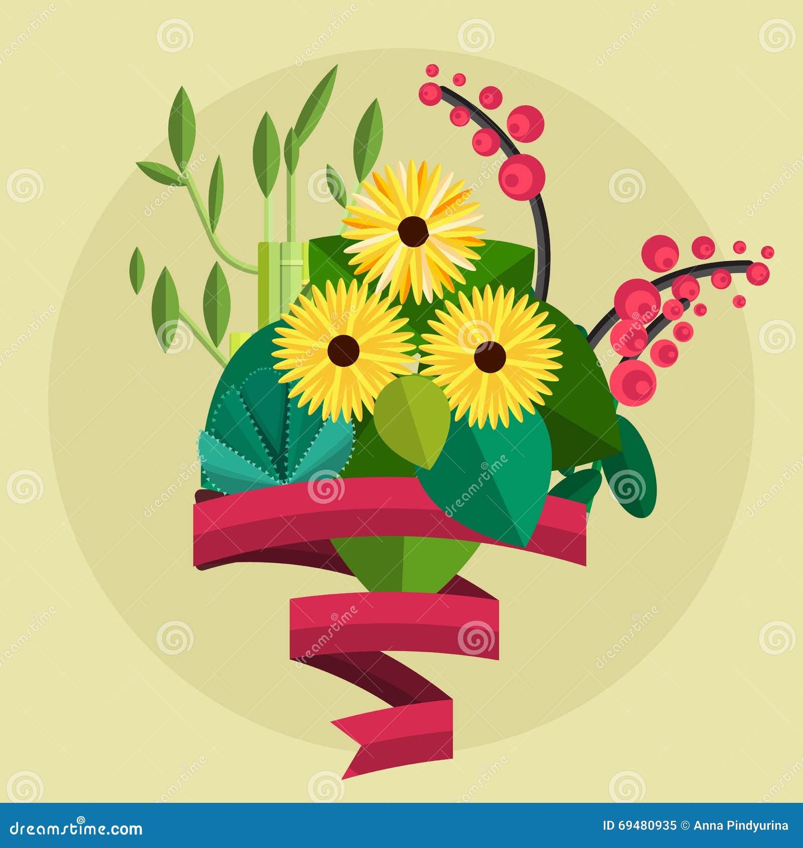 Blumenstrauss Von Blumen Geburtstagsblumenstrauss Bluht Flaches Design Der Vektorillustration Vektor Abbildung Illustration Von Bluht Design