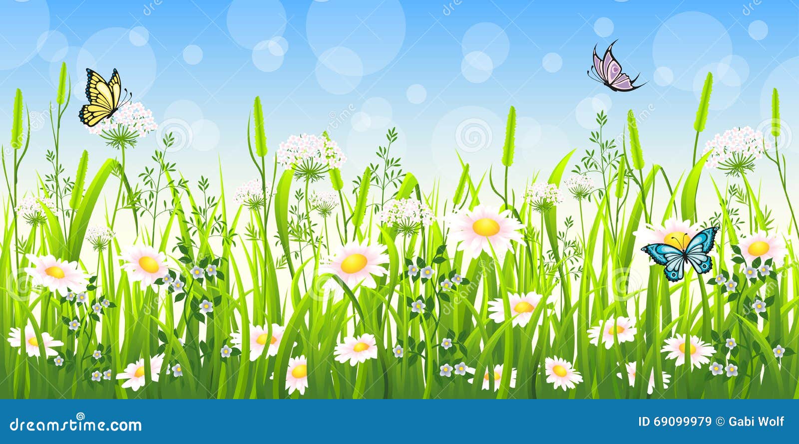 Blumenwiese Im Sommer Stock Illustrationen Vektoren Kliparts 79 Stock Illustrationen