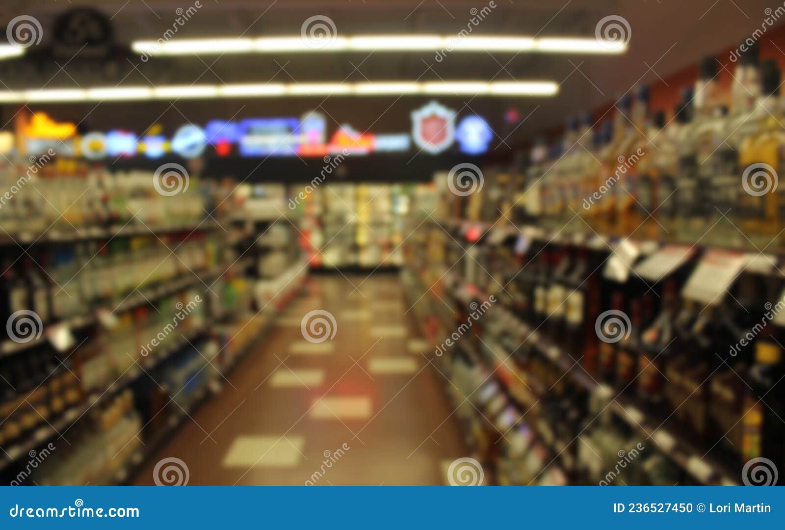 Blur Background Inside Beer, Liquor and Wine Store Stock Photo Image