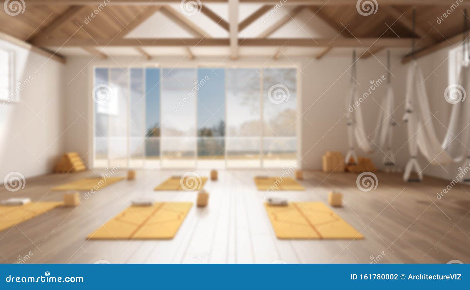 Blur Background Interior Design Empty Yoga Studio Minimal Open