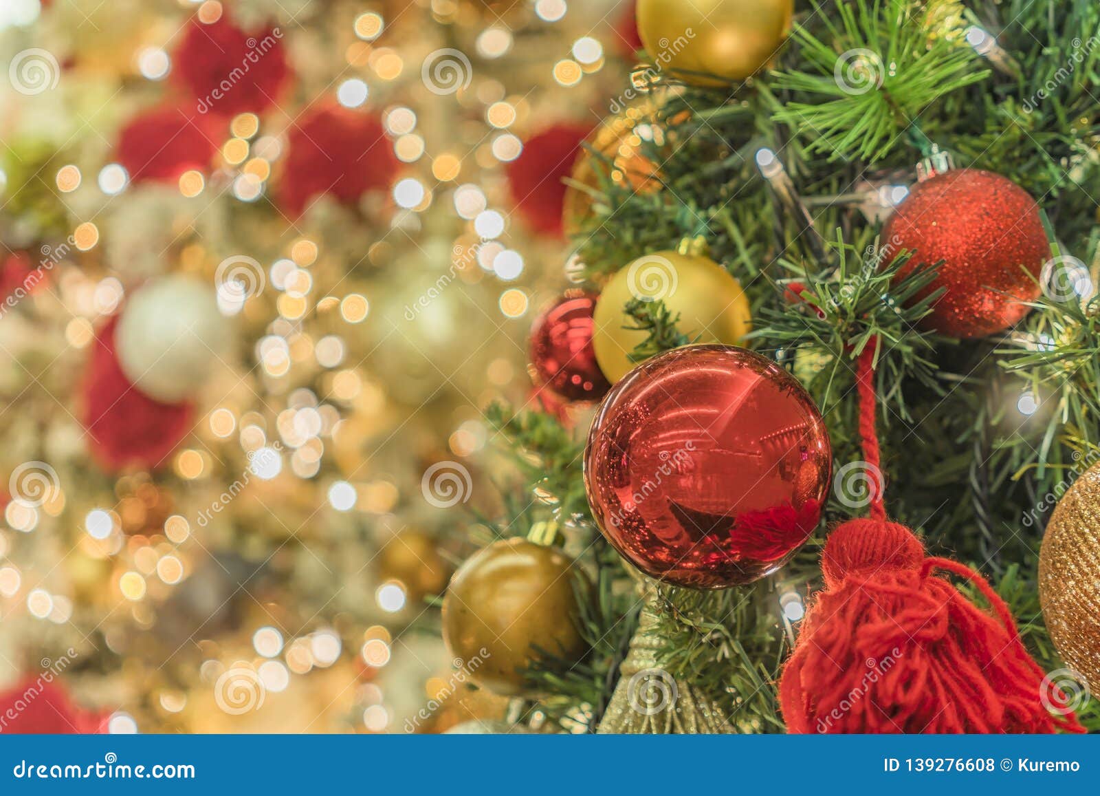 Blur Bokeh Background of Christmas Tree Ornament Lights with Glitter ...