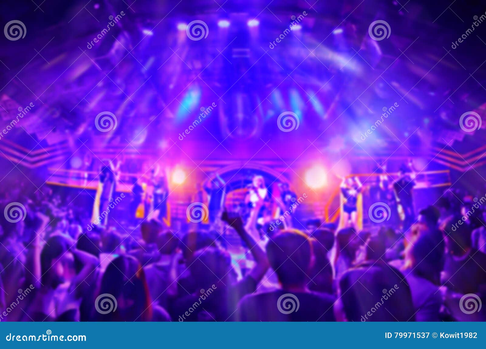 Stock Photo Blurred For Background Night Club People During Concert In Night Club Party Man And Woman Have