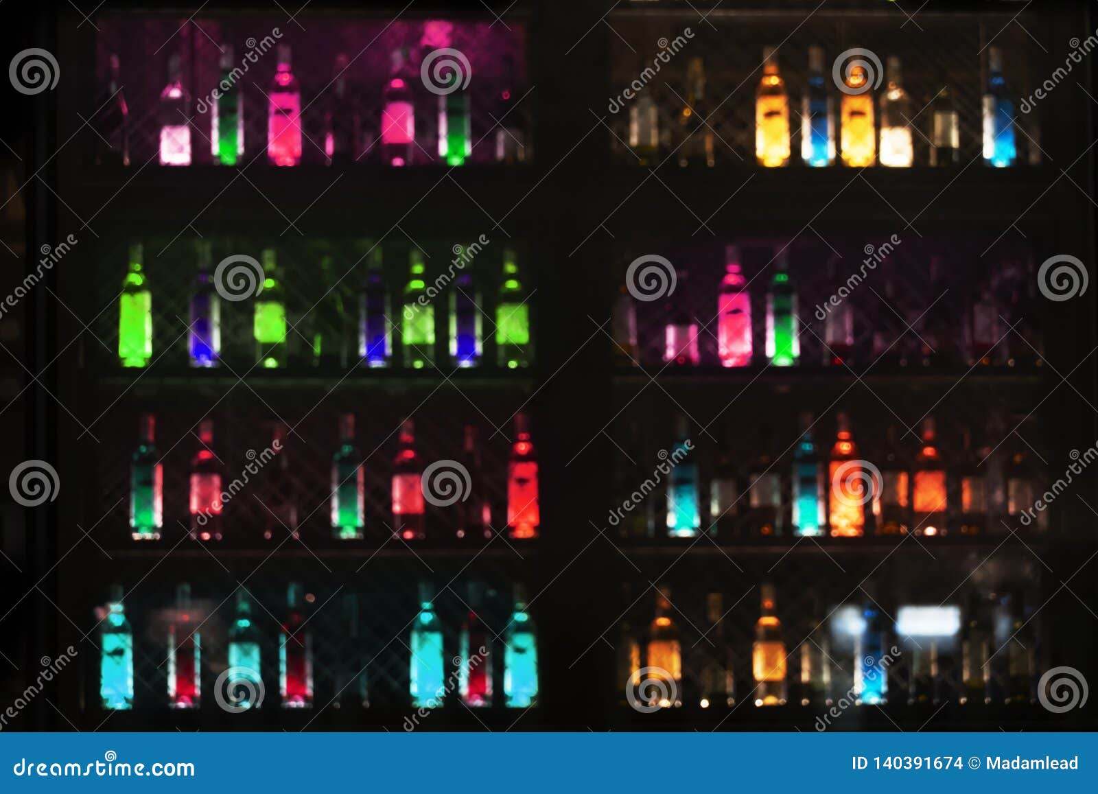 Blur Glowing Neon Light of Alcohol Drinking Bottle in Bar or Pub for Dark  Night Party Background Stock Photo - Image of color, background: 140391674