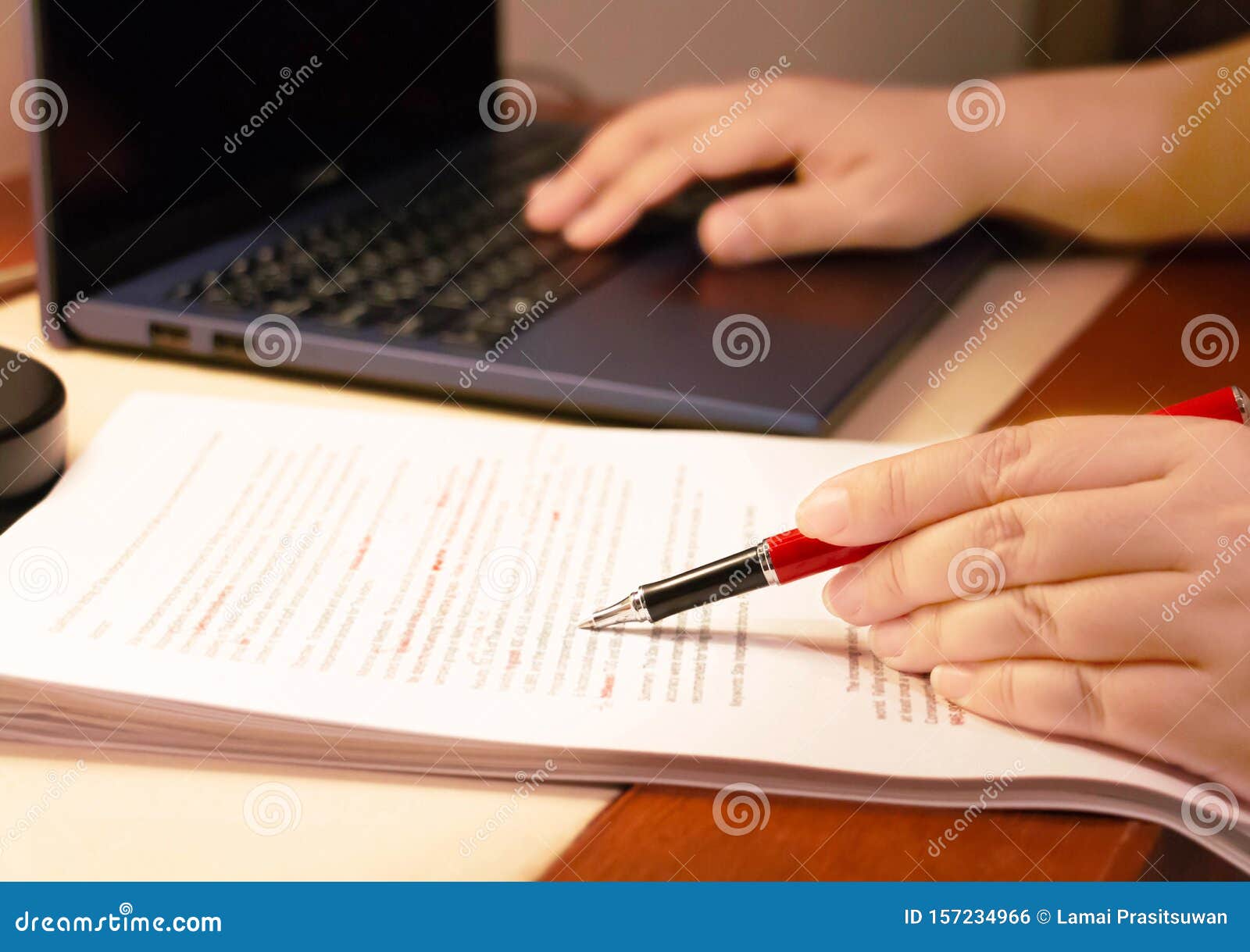 Blur Proofreading  Paper  On Table Stock Photo Image of 