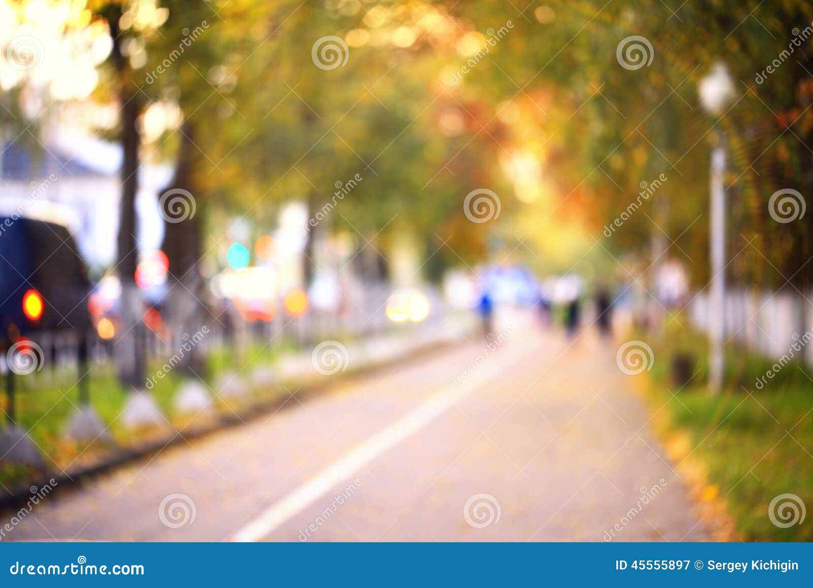 Blurred Background Autumn Street in the City Stock Image - Image of night,  landscape: 45555897