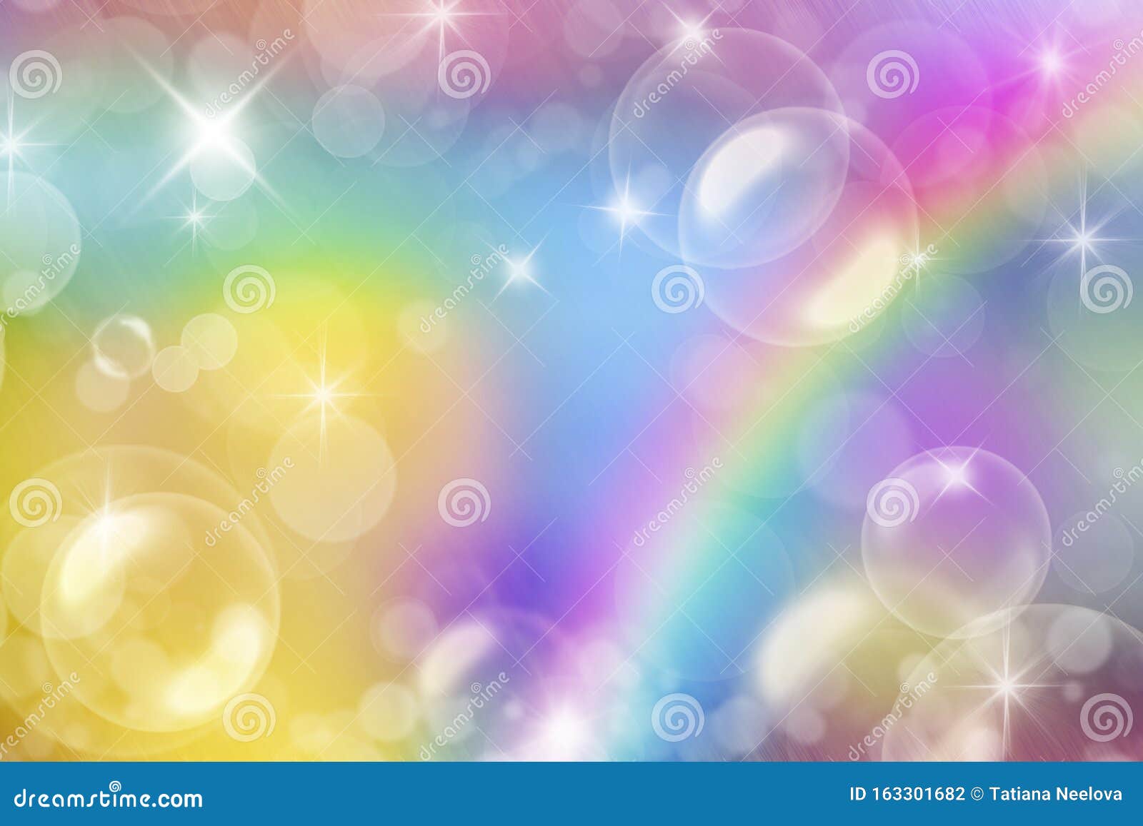 Blurred Background with Bubbles in Sky Under the Rainbow. Soft Magic Effect  for Christmas, New Year and Valentines Day Holiday Stock Illustration -  Illustration of fantasy, decoration: 163301682