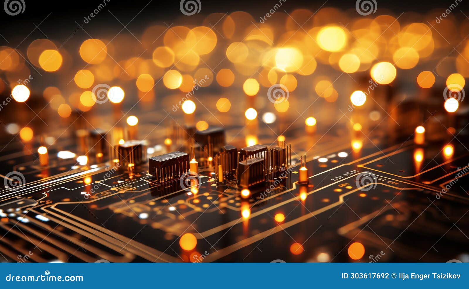 Blurred Bokeh Effect With Binary Code And Computer Circuitry For Blurred Bokeh Effect With Binary Code And Computer Circuitry For