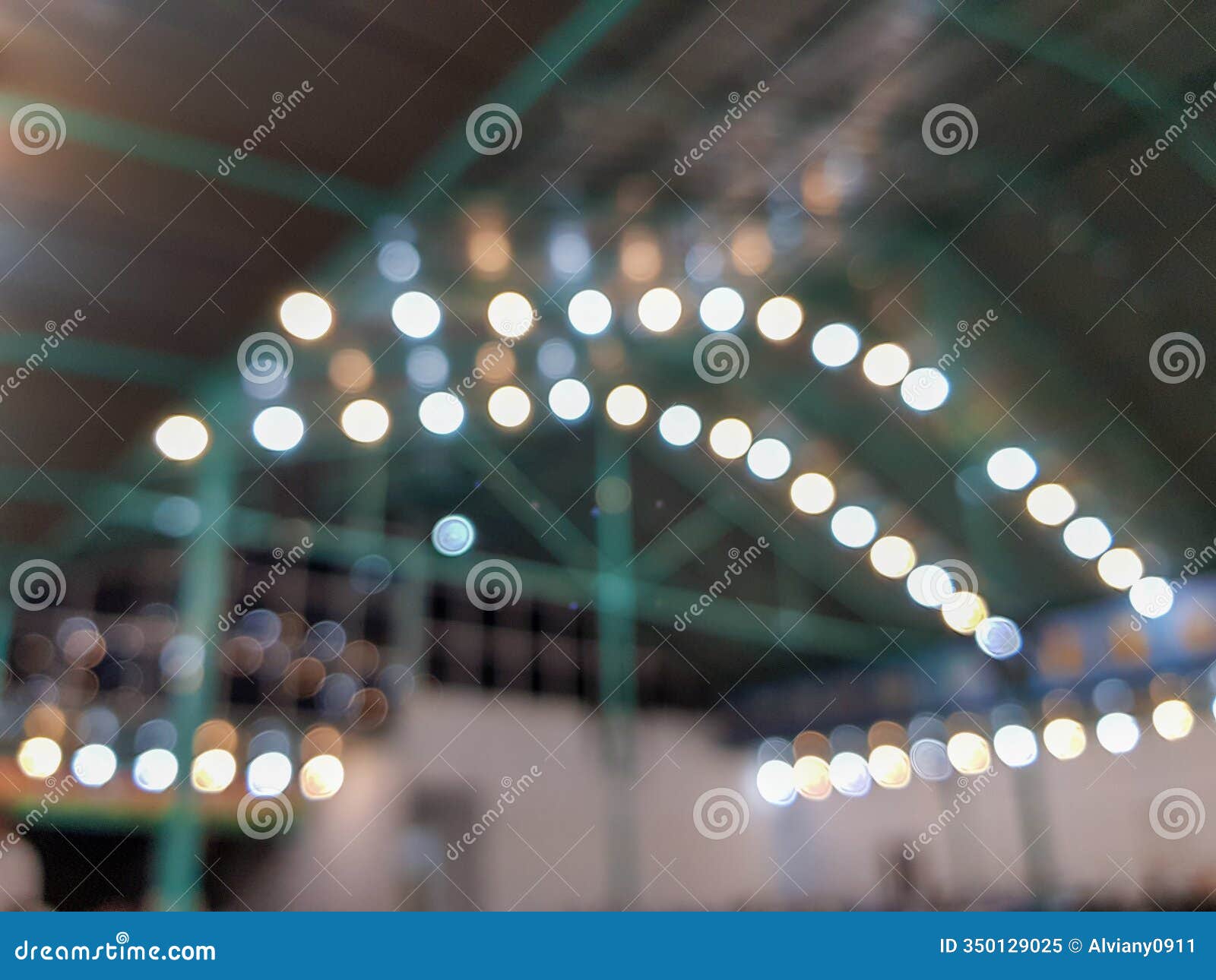 blurred ceiling lights with bokeh effect
