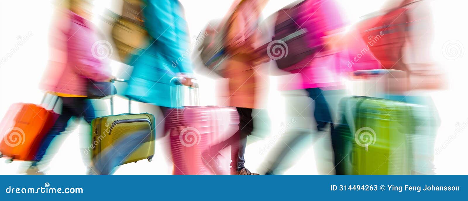 blurred figures capture the constant movement and energy of travelers.