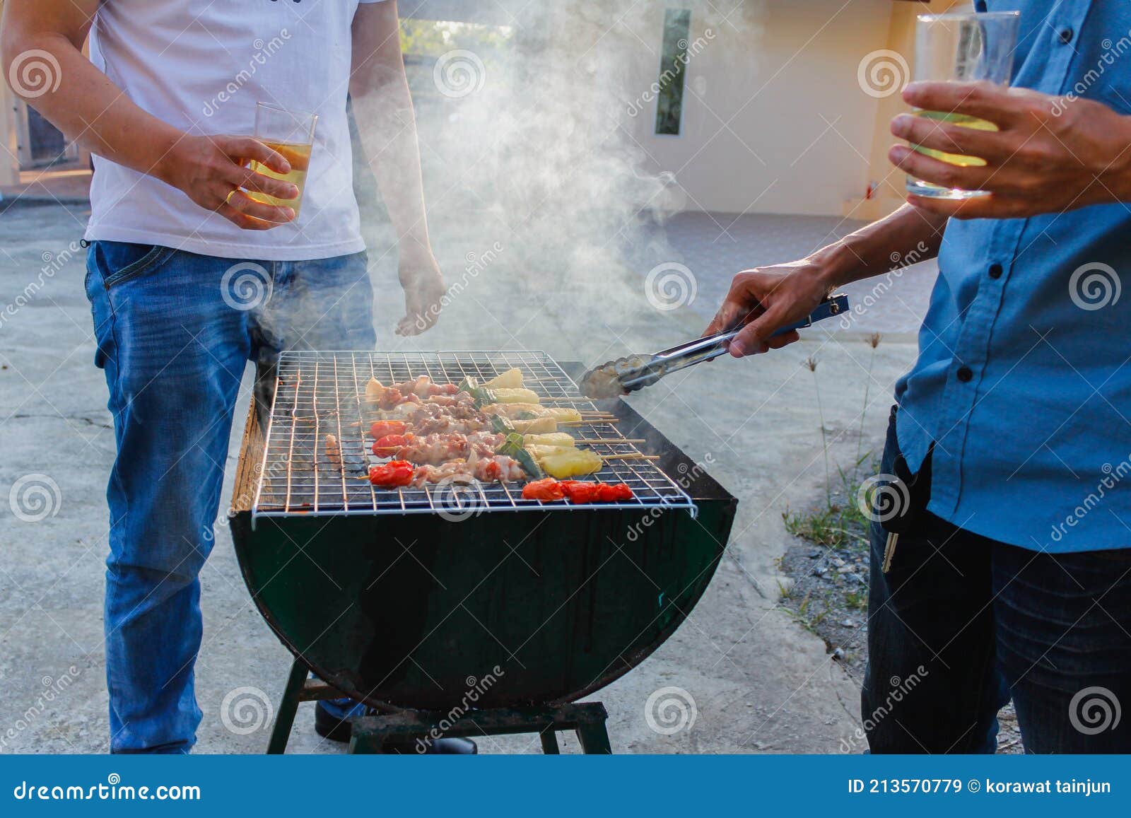 Blurred Images Barbecue Party BBQ after Work To Celebrate the