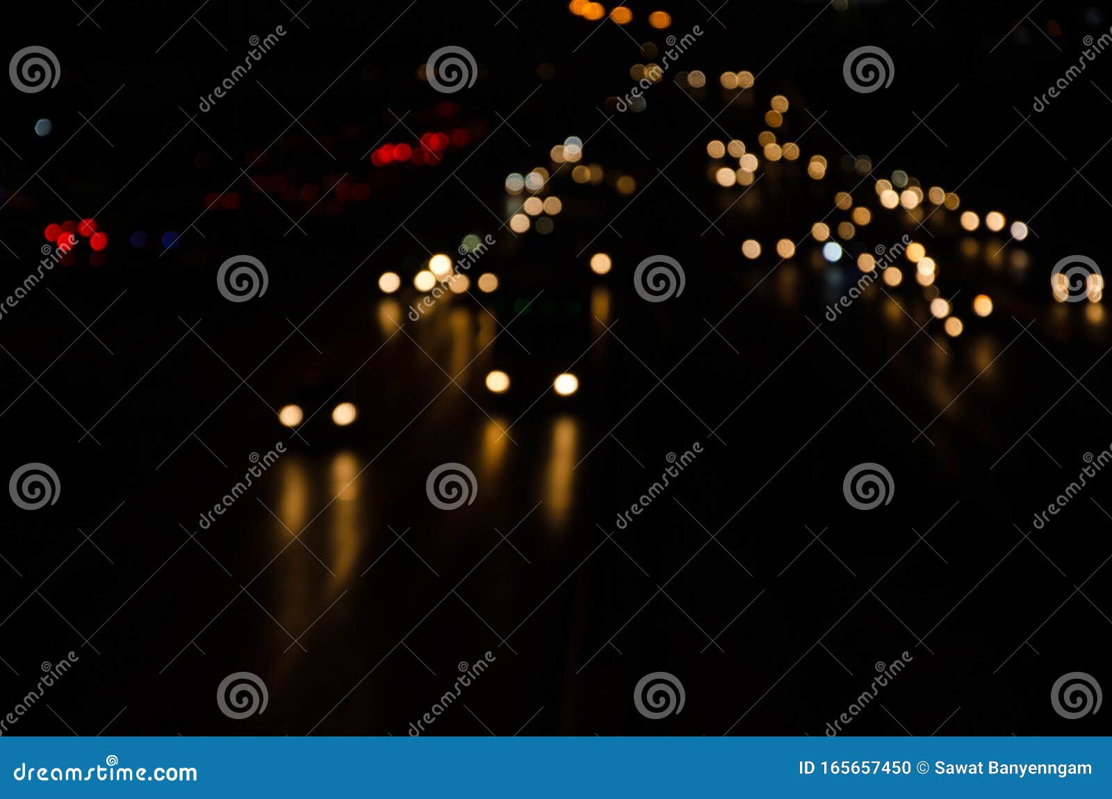 Car Lights on the Road at Night Stock Photo Image of focus, bokeh