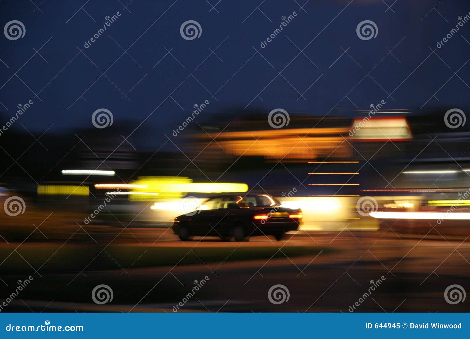 Blurred lights and car stock image. Image of fast, night 644945