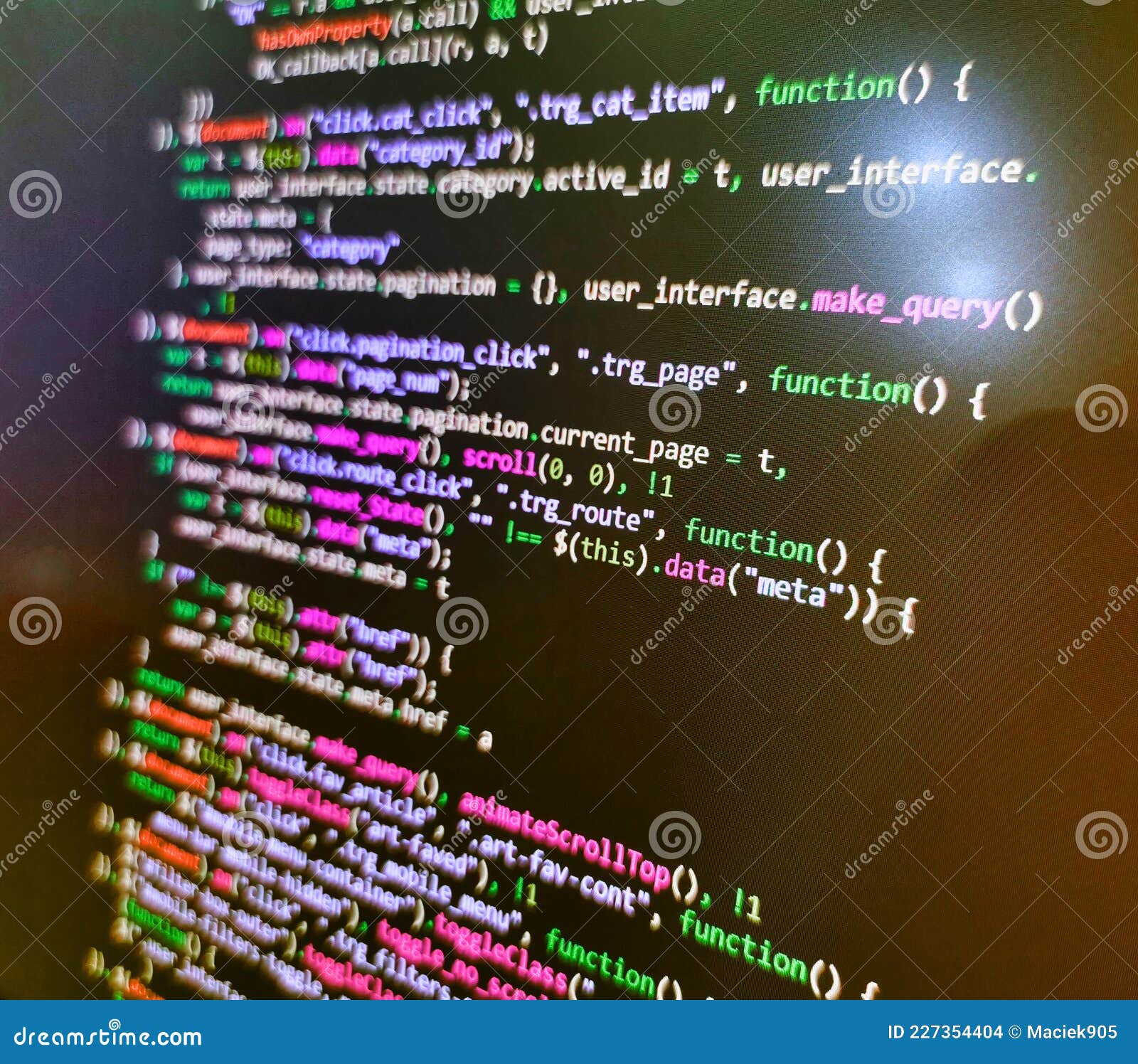 Blurred Screen with Selective Focus. Programming Code Abstract Screen ...