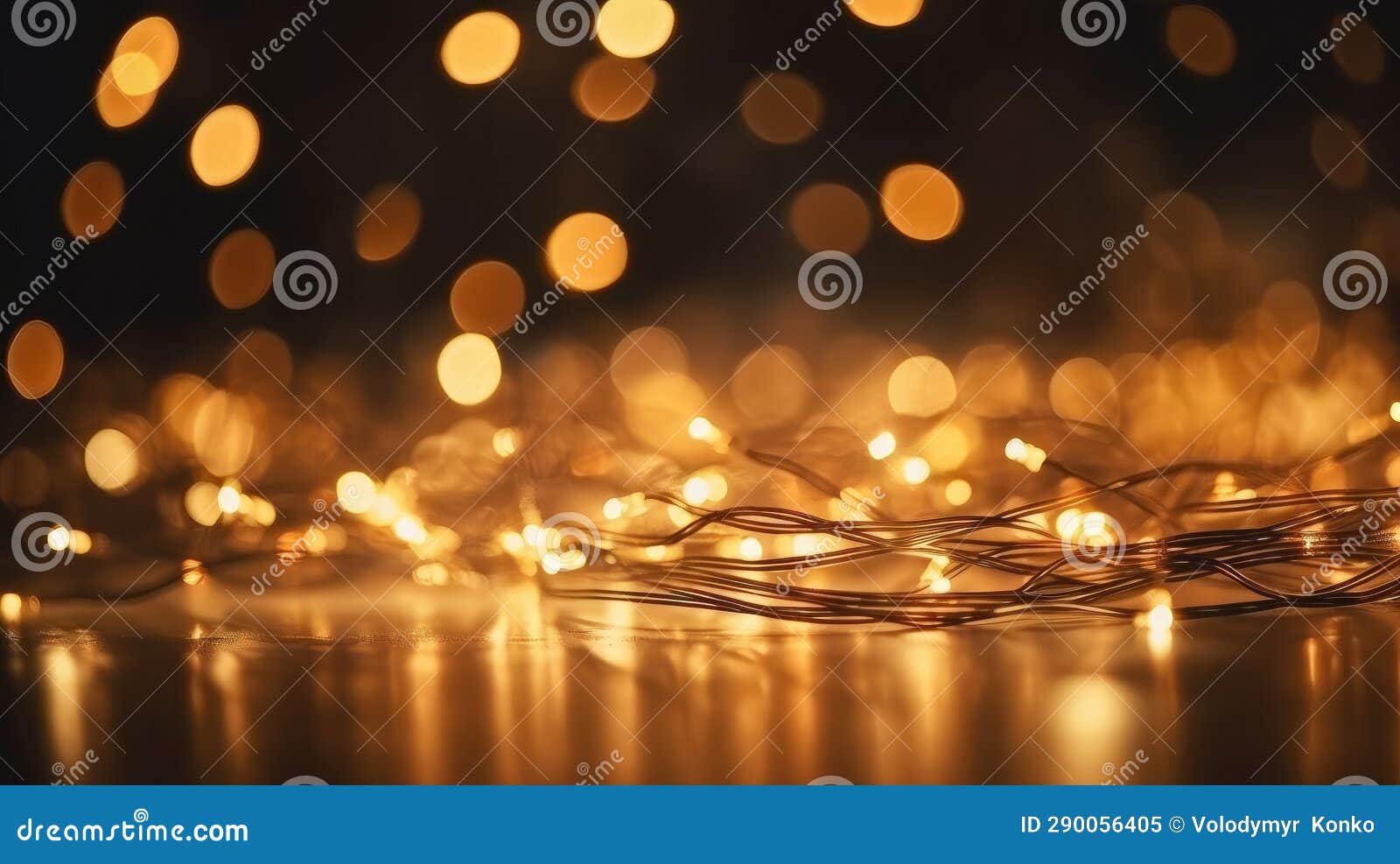 Blurred Shining Warm White Christmas Lights Decoration. Generative Ai