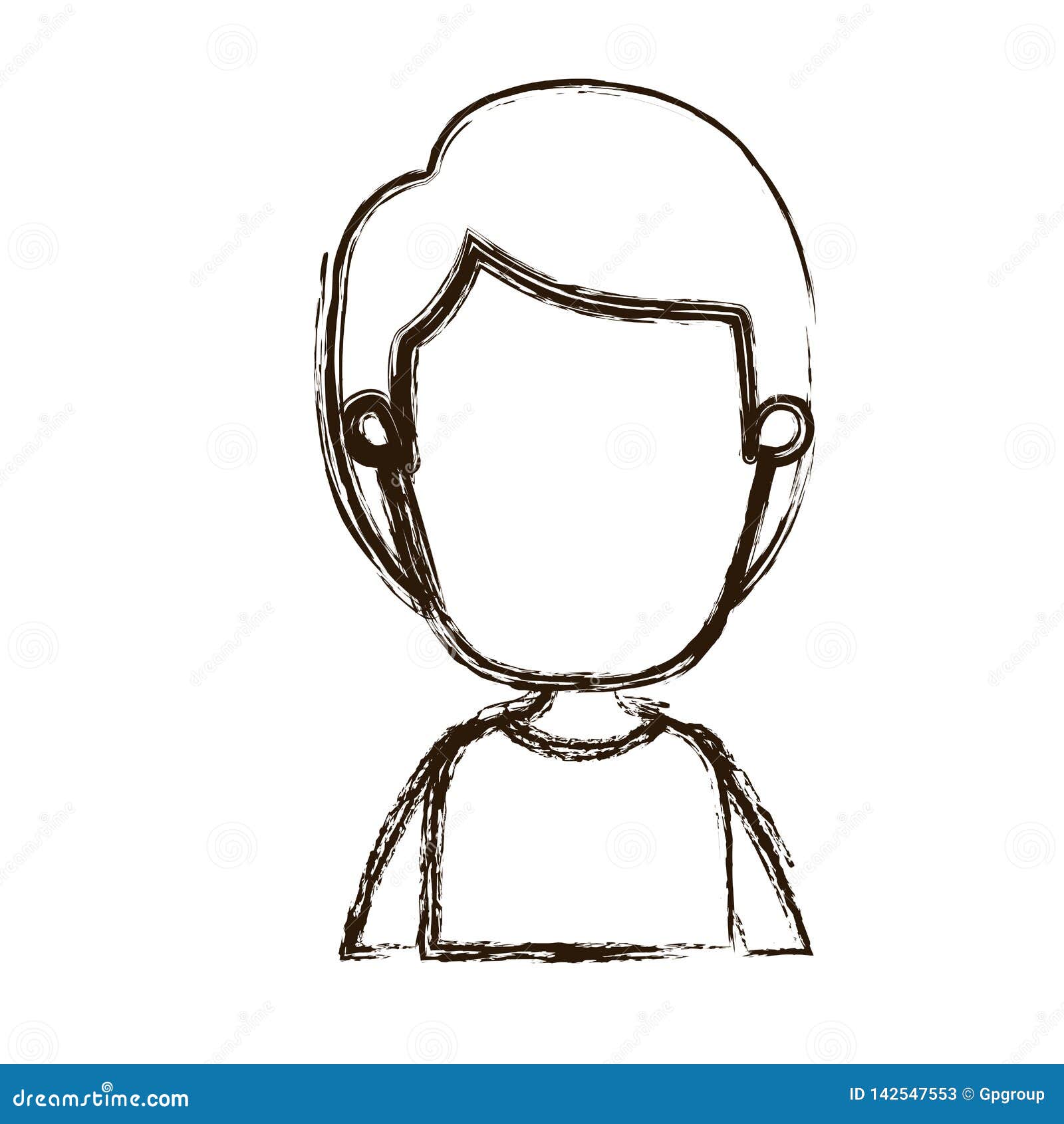 Blurred Silhouette Caricature Faceless Front View Half Body
