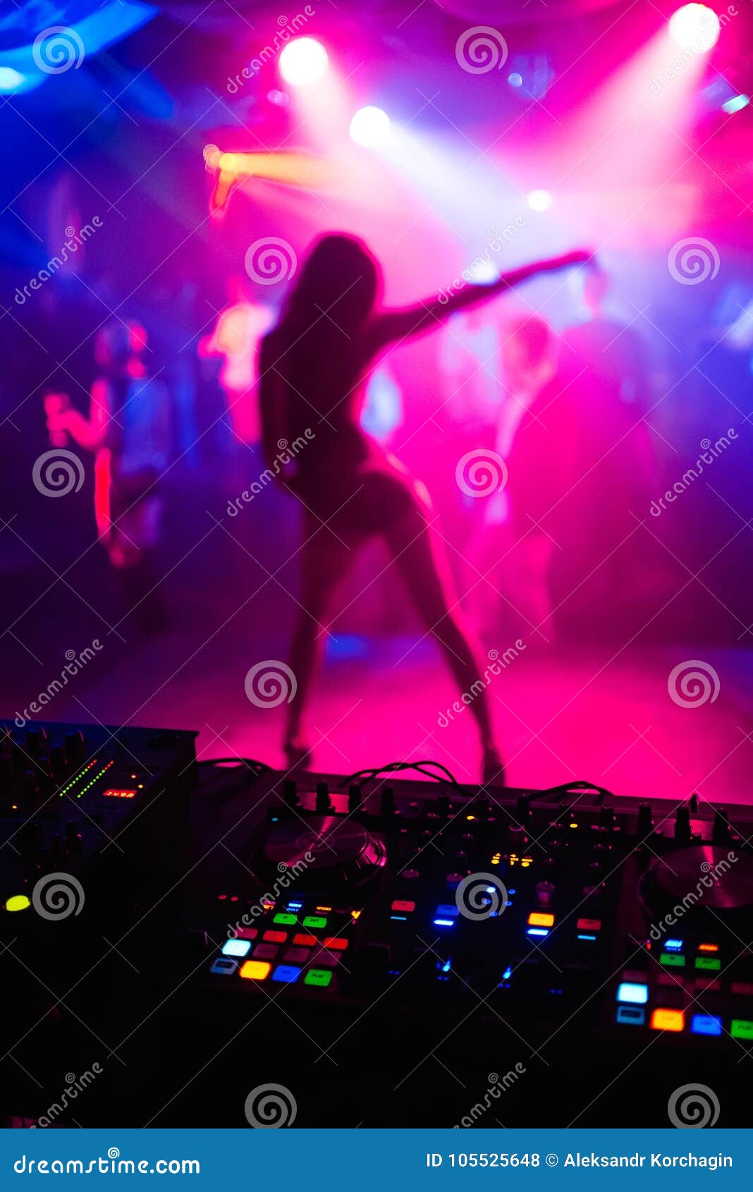 Blurred Silhouette of Slender Girl Dancer on Nightclub Scene on Bright  Colored Background Stock Photo - Image of body, girl: 105525648