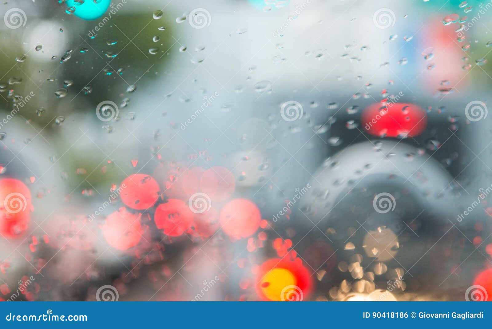 Blurred Traffic Lights through Car Windshield Stock Photo Image of