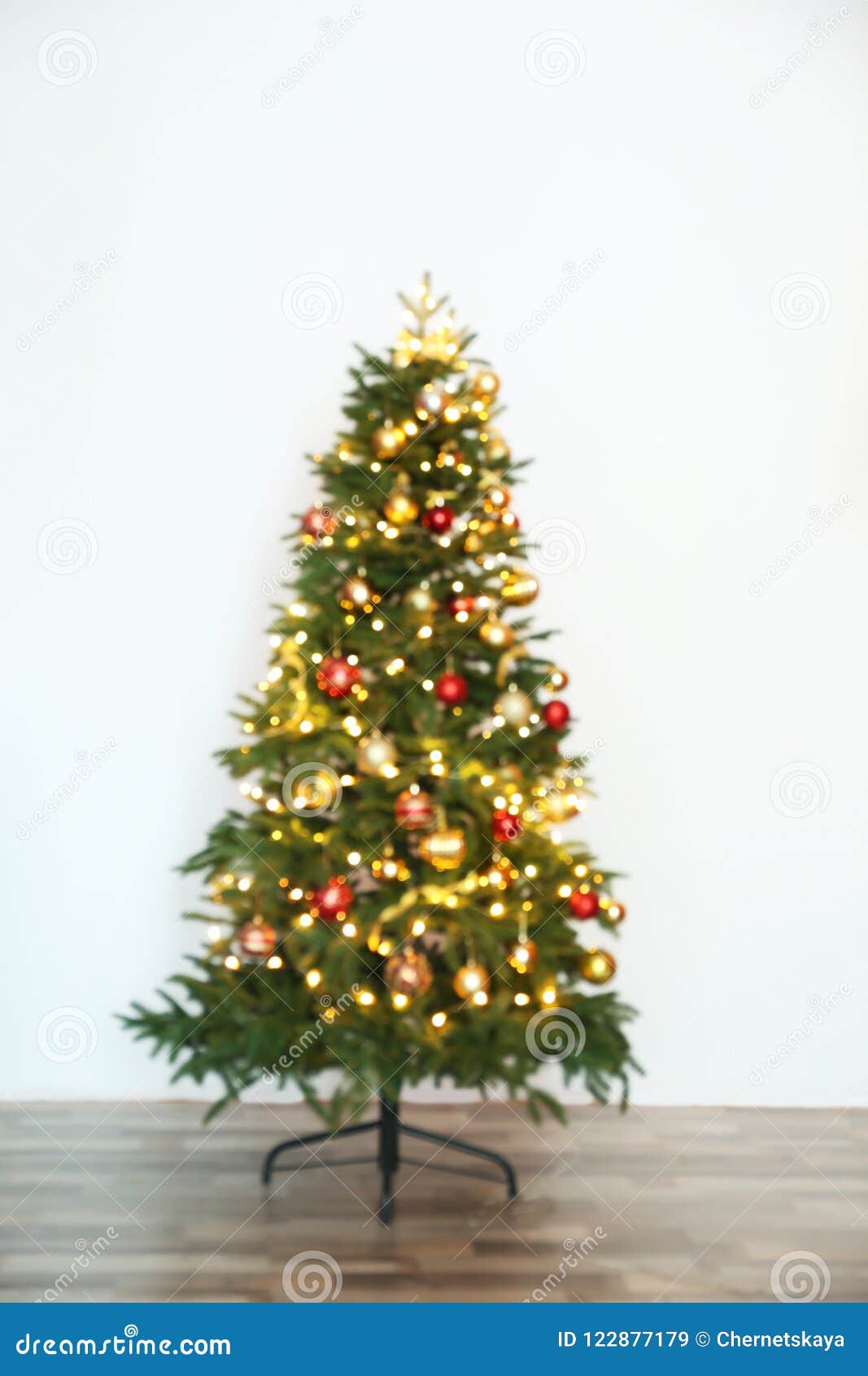 Blurred View of Beautiful Christmas Tree with Fairy Lights Stock Image ...