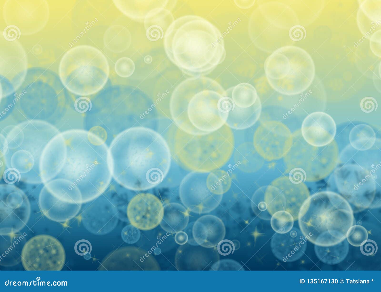 Blurred Yellow Blue Bokeh Background For Text Decoration