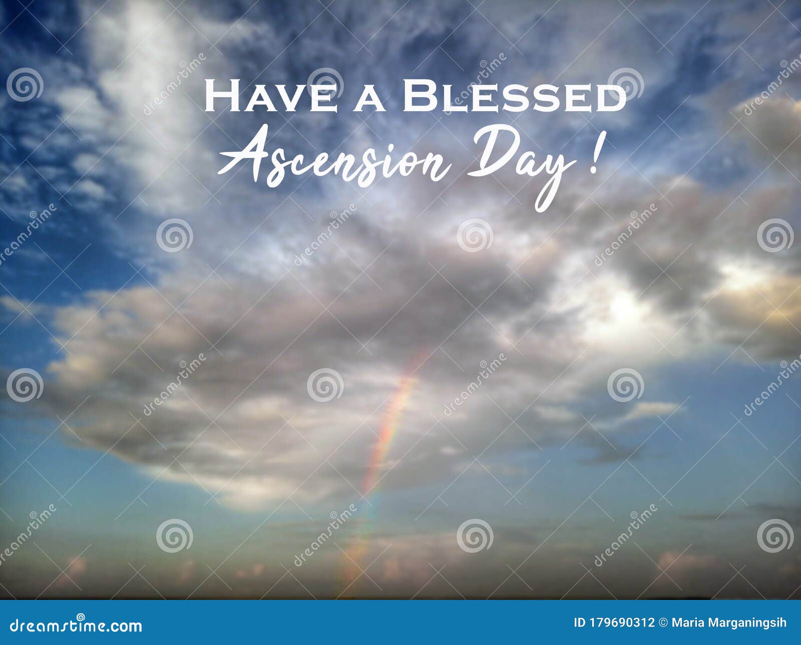 Have A Blessed Ascension Day. On Blurry Background Of Cloud Human Or Angle  Shape And Blue Sky With The Rainbow Stock Photo - Image Of Celebration,  Inspiration: 179690312