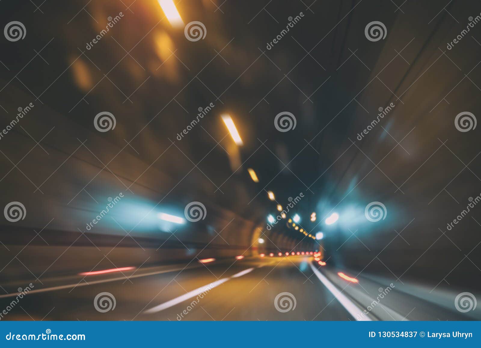 blurry car tunnel with lights, motion blur background