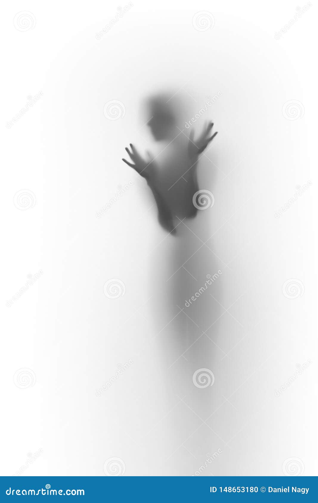 Blurry Diffuse Woman Body Silhouette is Behind a Curtain, Black and White  Colors, Hands, Fingers and Face Contour Can Be Seen only Stock Photo -  Image of palm, blurry: 148653180