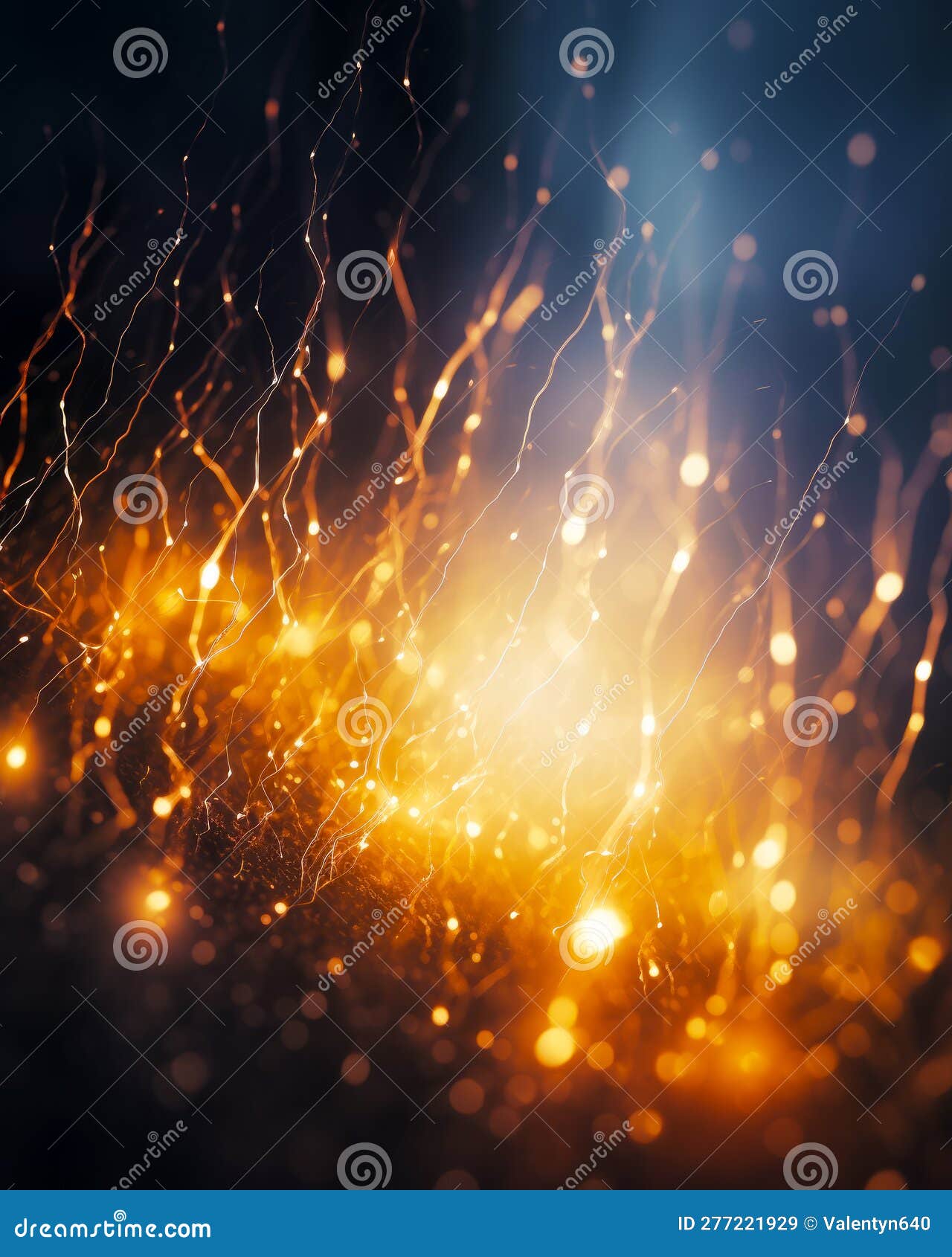 Blurry Image of Bright Yellow Light in the Dark Night Sky. Generative