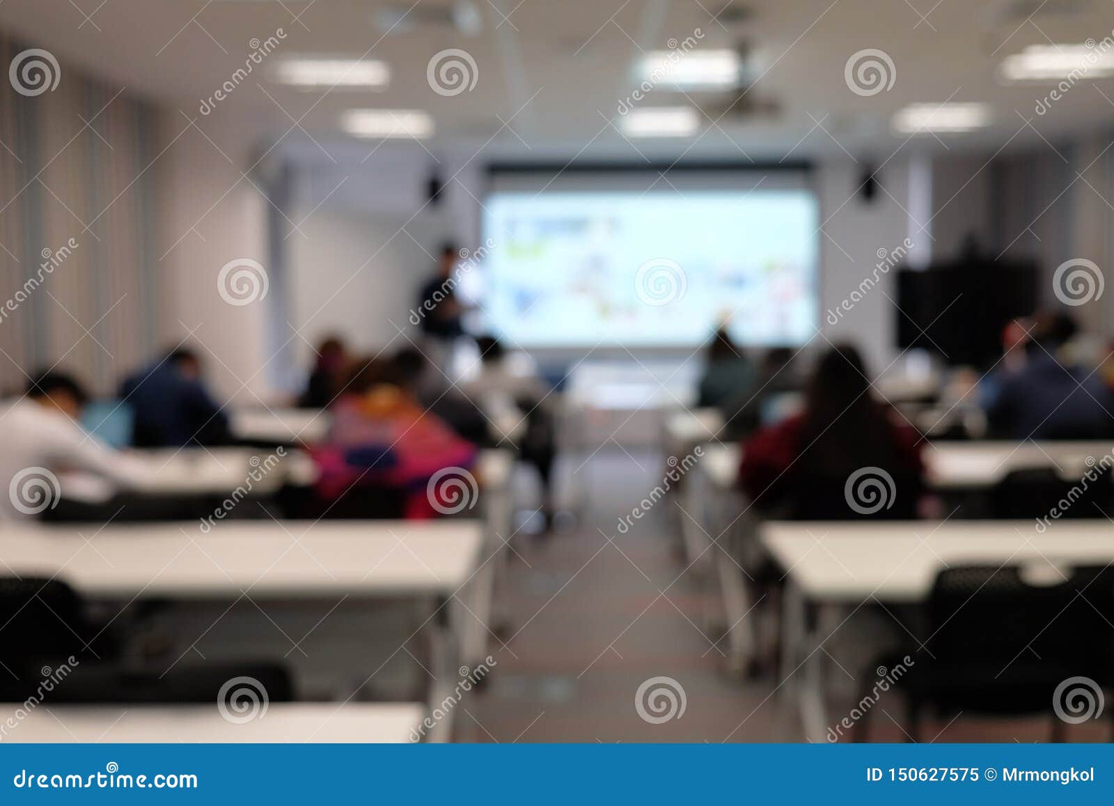 blurry image of seminar in classroom