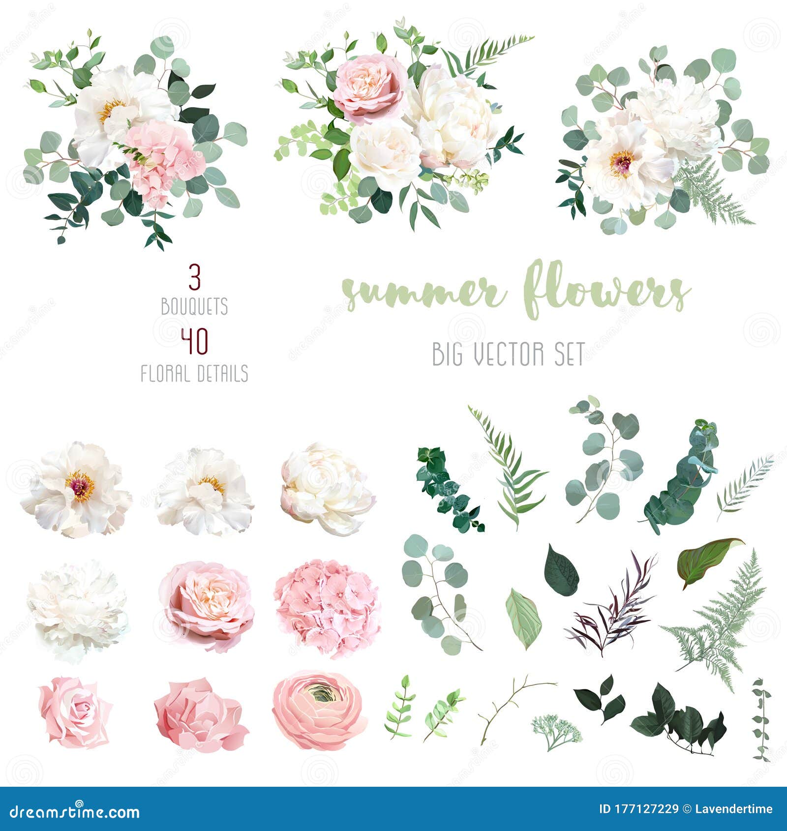 blush pink rose and sage greenery, ivory peony, hydrangea, ranunculus flowers