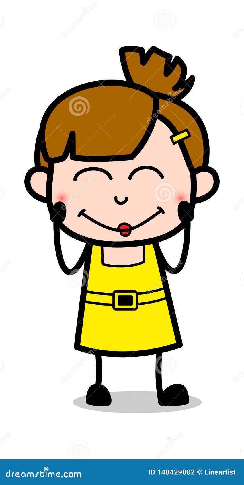 Blushing Cute Girl Cartoon Character Vector Illustration Stock