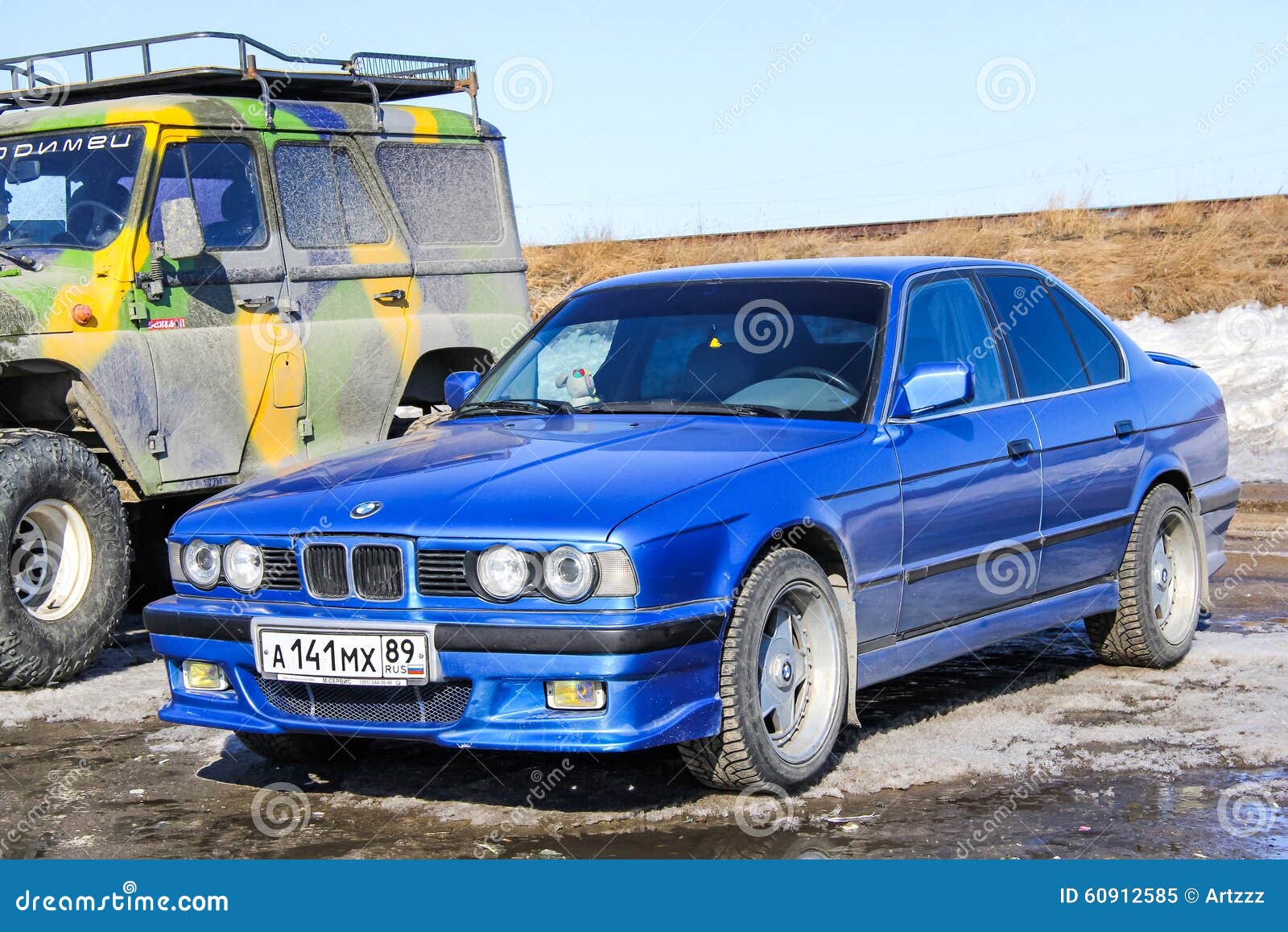 Bmw E34 5-Series Editorial Image. Image Of Aged, Cyan - 60912585