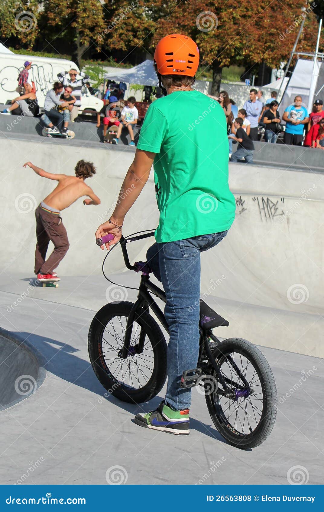 BMX Biker and Skater in the Skate Park Editorial Stock Photo Image of