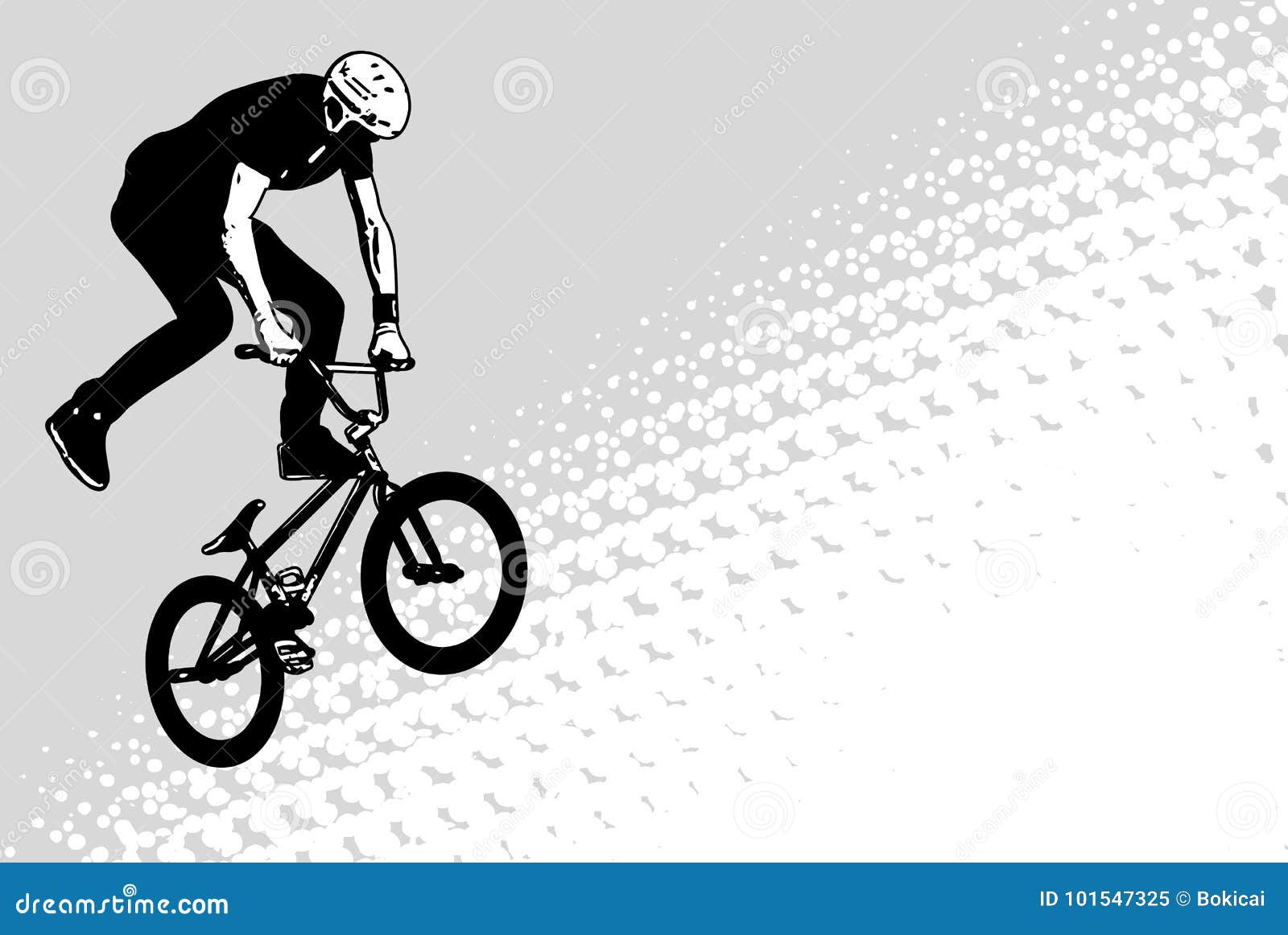 Bmx Cyclist Sketch on Abstract Halftone Background Stock Vector