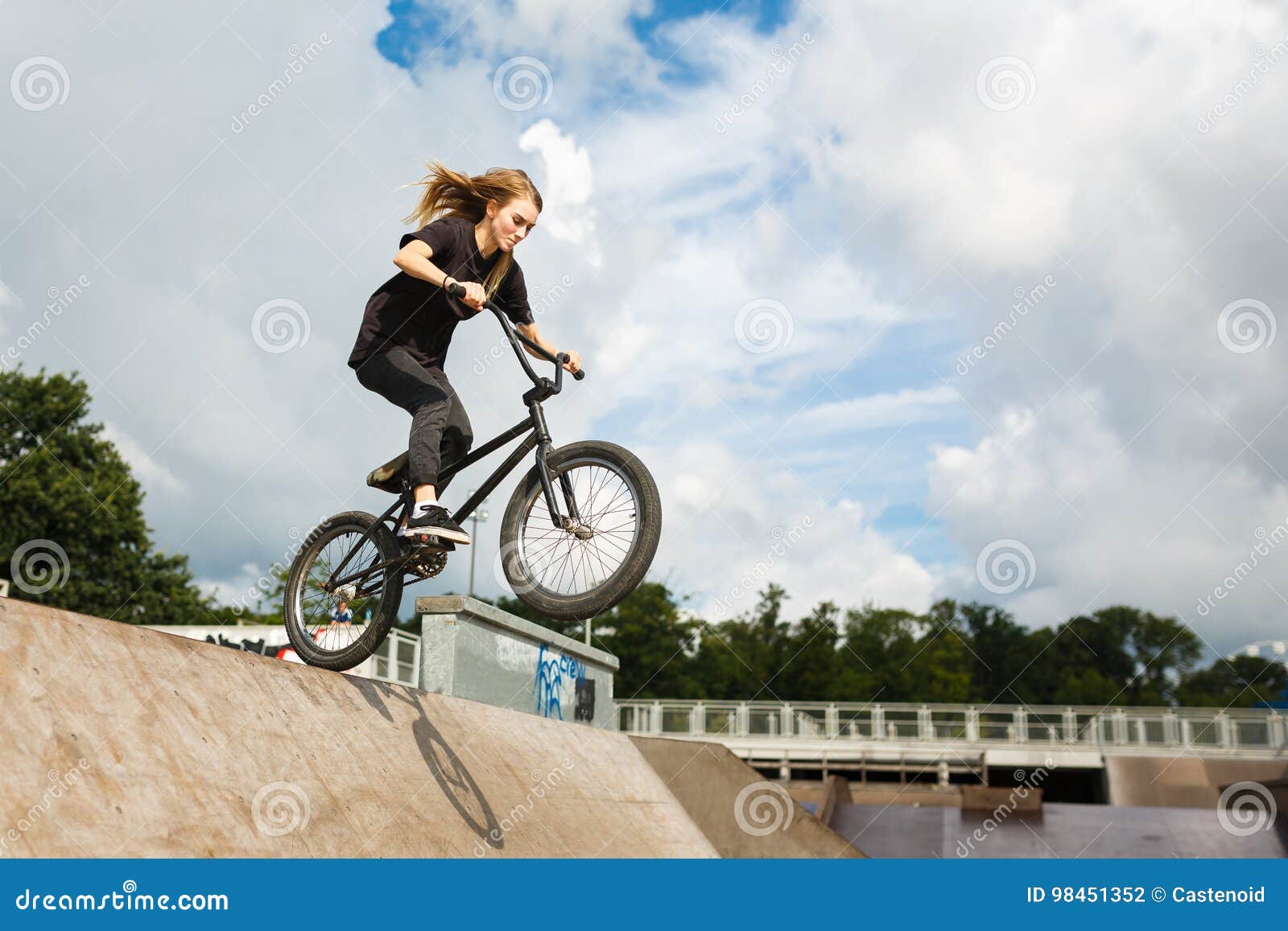 BMX rider over ramp stock photo. Image of cycle, exercising 98451352